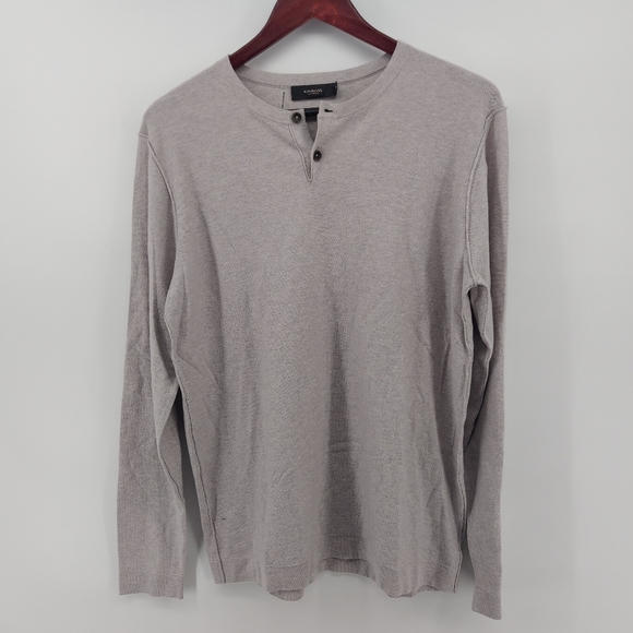 KINROSS MEN'S COTTON / SILK / CASHMERE 2 BUTTON HENLEY Size Medium Gray - Picture 2 of 5